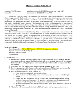 Physical Science Policy Sheet