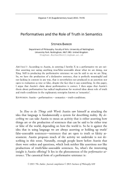 Performatives and the Role of Truth in Semantics
