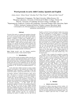 Word prosody in early child Catalan, Spanish and English