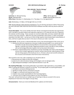 Fall 2014 BIOL 1020 World of Biology Lab Dr. Fleming BIOL 1020