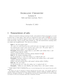Inorganic Chemistry Lesson 8