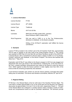 1. Licence Information Licence Number P1726 Licence Round 25th