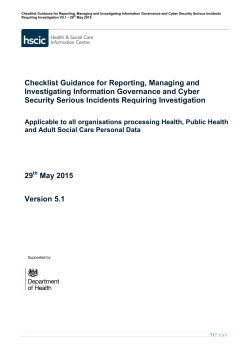 Checklist Guidance for Reporting, Managing and - IG Toolkit