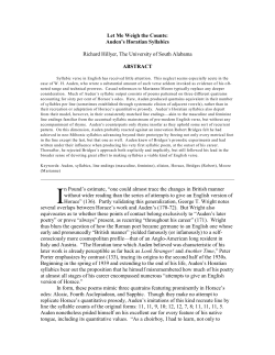 Auden`s Horatian Syllabics