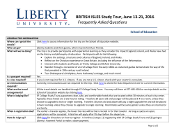 BRITISH ISLES Study Tour, June 13-21, 2016