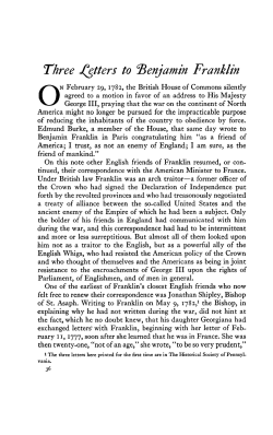Three Letters to Benjamin Franklin