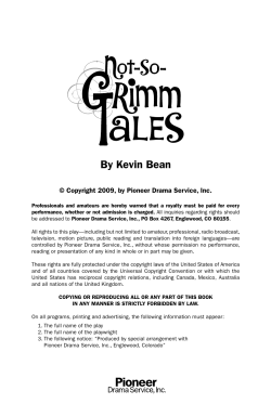 By Kevin Bean - Pioneer Drama