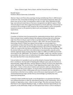 Peirce, Royce, and the Formal Norms of Thinking Randall