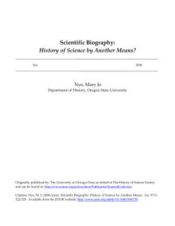 Scientific Biography: History of Science by Another Means?