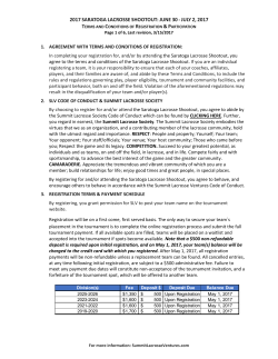 Saratoga Lacrosse Shootout Terms and Conditions