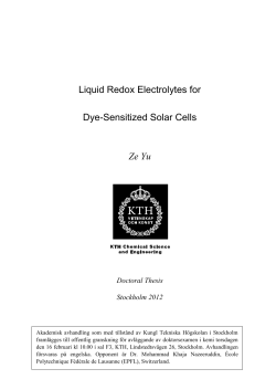 Liquid Redox Electrolytes for Dye-Sensitized Solar Cells