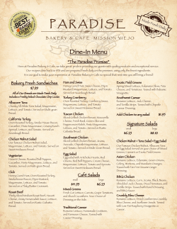 Dine-In Menu - Paradise Bakery Mission Viejo