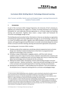 Curriculum 2016+ Briefing Note G: Technology
