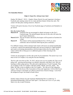 For Immediate Release Help Us Name Five African Lion Cubs