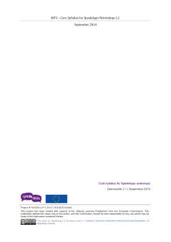 WP2 Deliverable 2.1 — Core Syllabus for SpeakApps Workshops