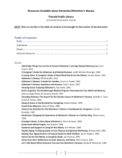 Thorold Public Library - Alzheimer Society of Canada