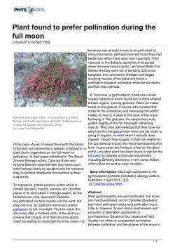 Plant found to prefer pollination during the full moon