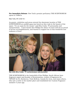 For Immediate Release: New York`s premier perfumery