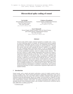 Hierarchical spike coding of sound - Center for Neural Science