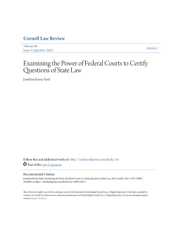 Examining the Power of Federal Courts to Certify Questions of State