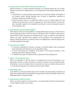 Bank Deposit Insurance Scheme
