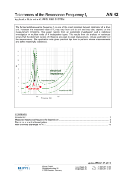 AN 42 Tolerances of the Resonance Frequency fs