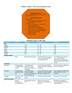 1 Pediatric Asthma: Criteria and Respiratory Score RESPIRATORY