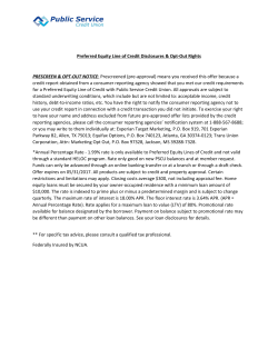 Prescreened Preferred Equity Line of Credit Disclosures
