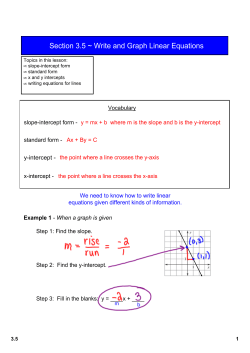 Section 3.5 ~ Write and Graph Linear Equations
