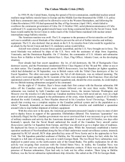 Cuban Missile Crisis - Canadian Naval Memorial Trust