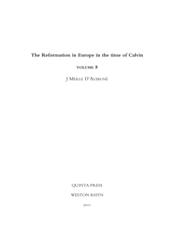 The Reformation in Europe in the time of Calvin
