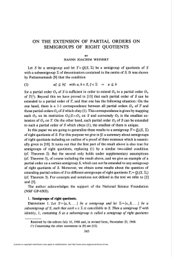 SEMIGROUPS OF RIGHT QUOTIENTS