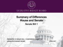 Summary of Differences House and Senate