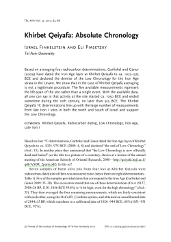 Khirbet Qeiyafa: Absolute Chronology