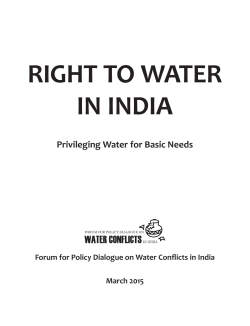 Right to Water in India: Privileging Water for Basic Needs