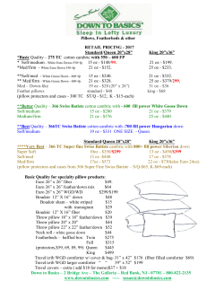 Pillow Price Sheet