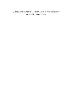 EUNITY OF COMMAND &ndash; THE PLANNING AND CONDUCT OF