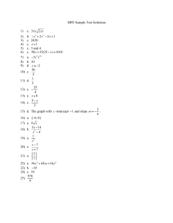 MPE Sample Test Solutions 1) c. 3xy 2xy 2) d. &minus;x3 +2x2 &minus;4x+1 3) c