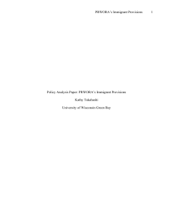 PRWORA`s Immigrant Provisions - UW