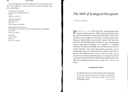 The Skill of Ecological Perception