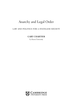 Anarchy and Legal Order: LAW AND POLITICS FOR A STATELESS