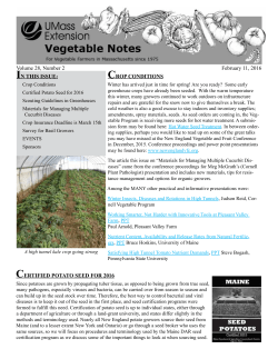 CROP CONDITIONS CERTIFIED POTATO SEED FOR 2016 IN THIS