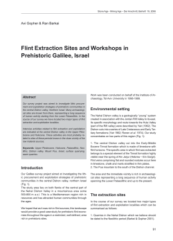 Flint Extraction Sites and Workshops in Prehistoric Galilee, Israel