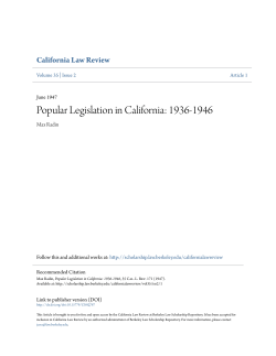 Popular Legislation in California: 1936-1946