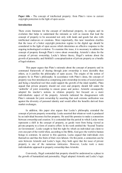 Paper title - The concept of intellectual property: from Plato`s views to