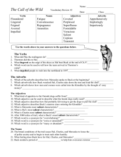 Call of the Wild Vocabulary Assignment #2 Name