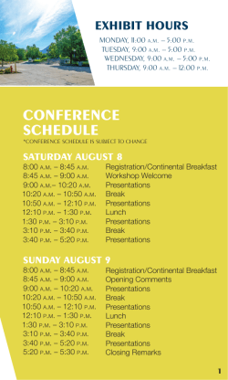 confeRence scheduLe - Small Satellite Conference