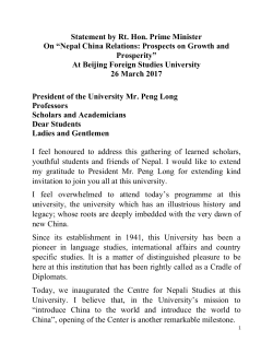 Nepal China Relations: Prospects on Growth and Prosperity