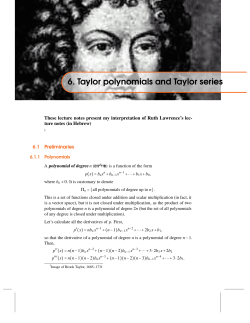 6. Taylor polynomials and Taylor series