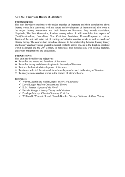 ALT 303: Theory and History of Literature Unit Description This unit